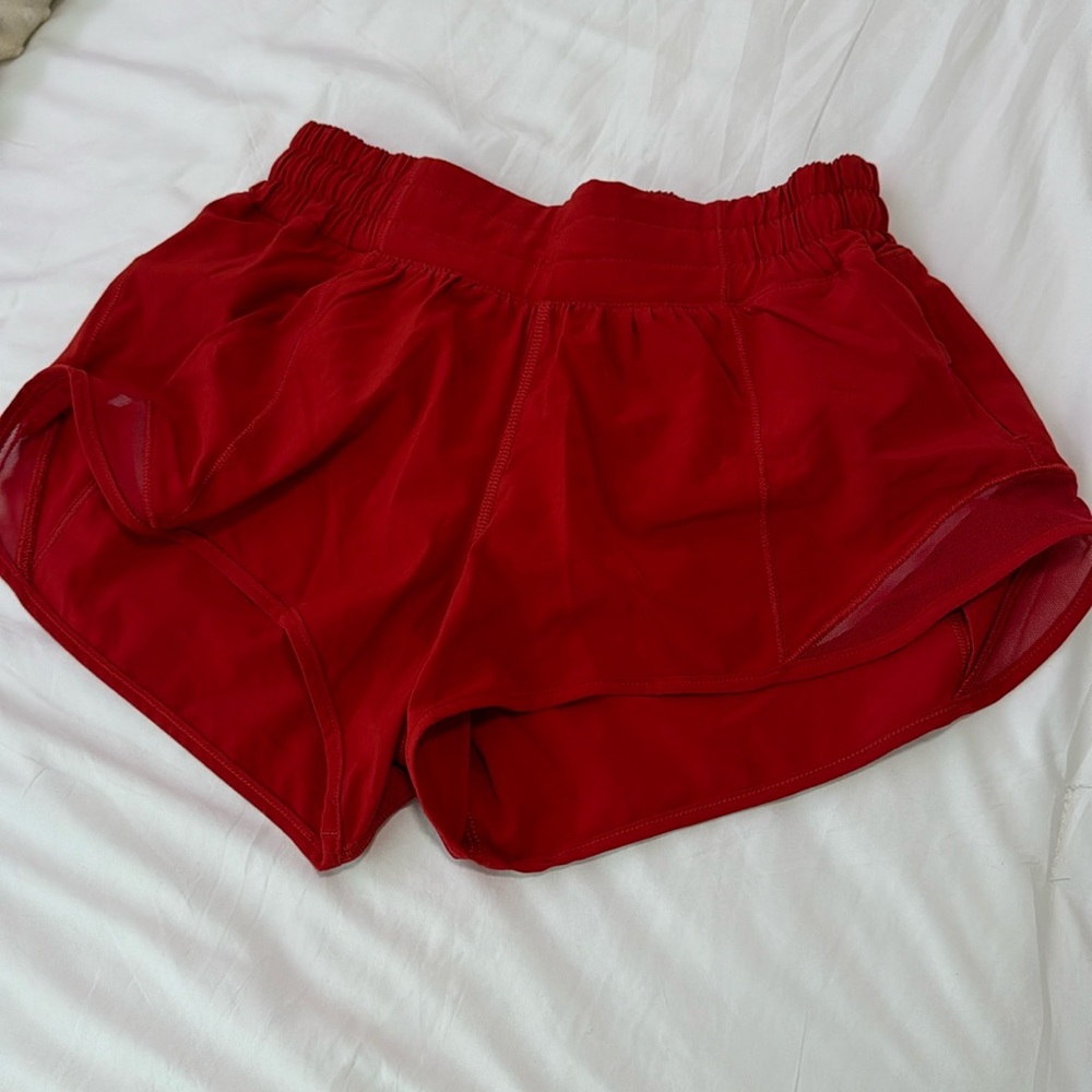 Red lululemon shorts
